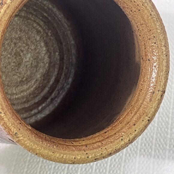 VINTAGE 1977 Stoneware SPOONS Utensil Crock Cobalt Blue Drip Glaze Artist Signed - Picture 9 of 12